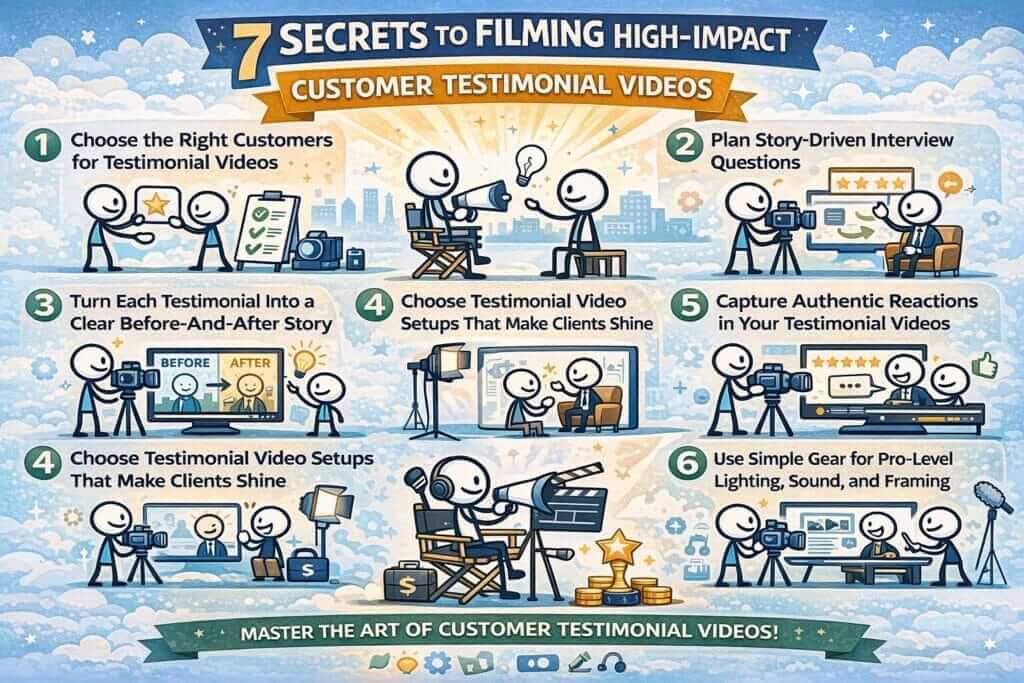 Infographic on customer testimonial videos tips