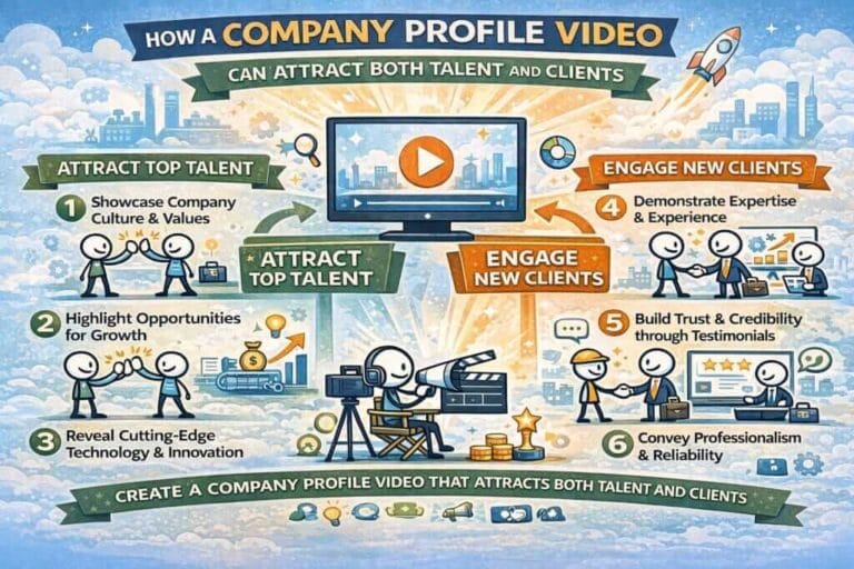 Infographic on company profile video benefits