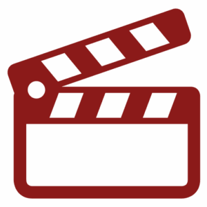 Red movie clapperboard icon