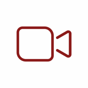 Red video camera icon on black background