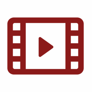 Red video player icon with play button