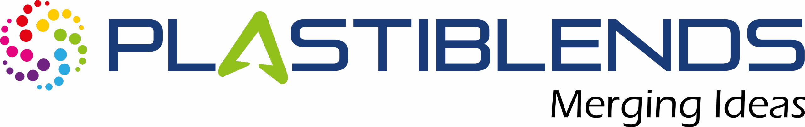 Plastiblends logo with colorful circular emblem