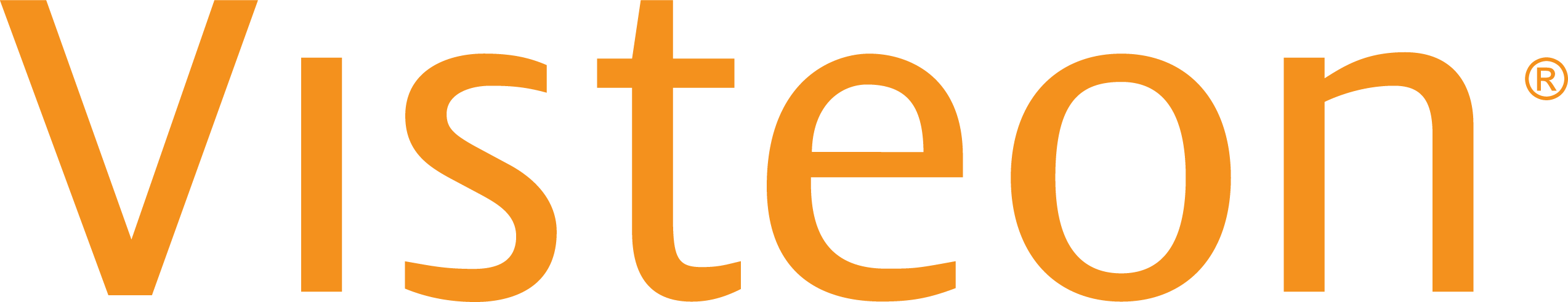 Visteon logo in orange on black background