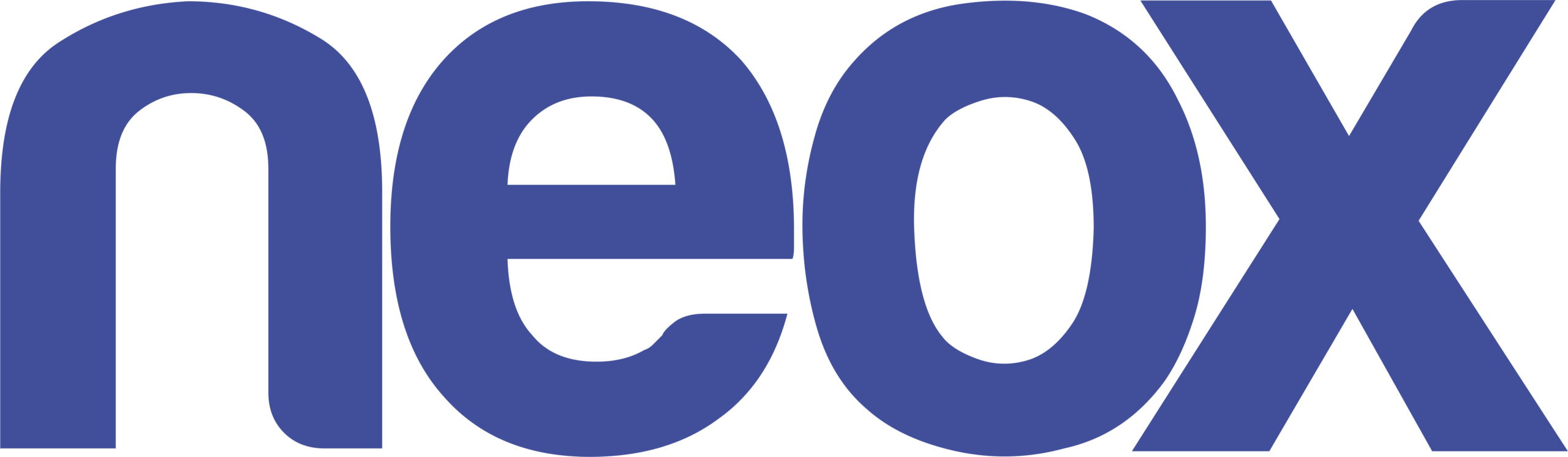 Neox logo in blue on black background