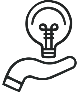 Hand holding light bulb icon
