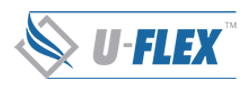 U-FLEX logo with blue swoosh emblem